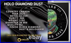 2025 Canada Maple Leaf Holo Diamond Dust Edition 1 oz Silver Coin Capsule/COA