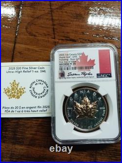 2025 Canada Maple Pulsating Rose Gold Gild 1 oz Silver NGC PF70 Reverse Proof
