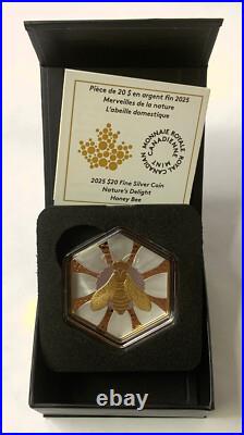 2025 Canada Natures Delight Honey Bee Proof Silver Hexagon $20 Coin Mint Set UNC