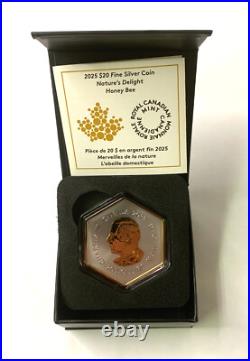2025 Canada Natures Delight Honey Bee Proof Silver Hexagon $20 Coin Mint Set UNC