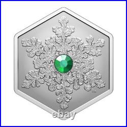 2025 Canada SNOWFLAKE 1oz Pure Silver Proof $20 Coin with Crystal Insert