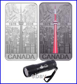 2026 Canada $20 CN Tower 1 oz Fine Silver Rectangular Glow Coin with BONUS coin