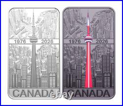 2026 Canada $20 CN Tower 1 oz Fine Silver Rectangular Glow Coin with BONUS coin