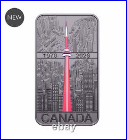 2026 Canada $20 CN Tower 50th anniv IT GLOWS! (light inc)-99.99% silver coin