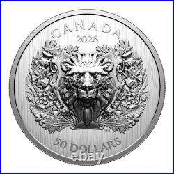 2026 Canada $50 Heraldic Lion. 9999 Fine Silver Coin