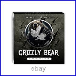 2026 Canada Maple 1 oz Silver Colored Grizzly Bear Edition Mintage of 499