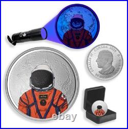 2026 Canada Moon Mission 1 oz Silver Proof Coin UV Effect with Black Light