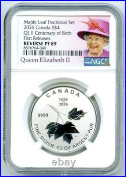 2026 S$4 Canada Qeii Centenary Silver Maple Leaf Ngc Pf69 Rev Proof Mintage 3500