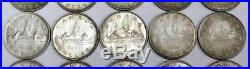 20X 1953 Canada Silver Dollars Queen Elizabeth II One roll 20 coins EF45-AU55+