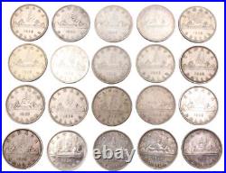 20 x 1936 Canada silver dollars 20-coins circulated