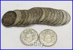 20x 1954 Canada silver 50 cent coins One roll of 20 circulated coins