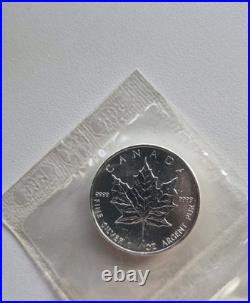 2 X 1 Ounce Sealed RCM Silver Maple Coins 2008 Excellent, Mint Sealed BU Grade