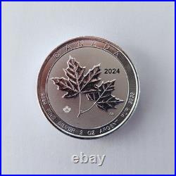 2 oz 2024 RCM Royal Canadian Mint Twin Maple Leaf. 9999 Fine Silver Bullion Coin