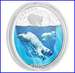 2 oz Pure Silver Coin 2018 $30 Dimensional Nature Polar Bears