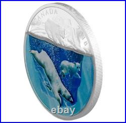 2 oz Pure Silver Coin 2018 $30 Dimensional Nature Polar Bears