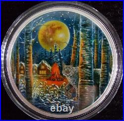 2 oz. Pure Silver Glow-In-The-Dark Coin Animals in the Moonlight Lynx Canada