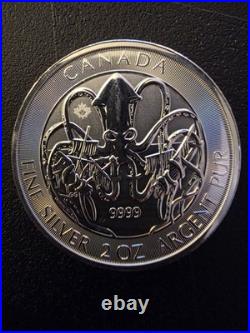 2oz Silver Canadian Royal Mint Creatures of North Coins 2020 Kraken Heavy