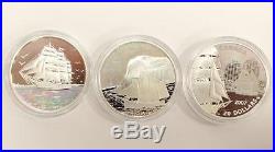 3x Canada Hologram $20 Proof Silver Coins Tall Ships Collection 2005, 2006, 2007