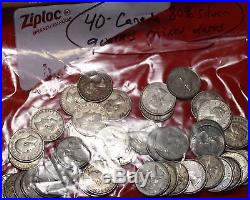 40- Canada %80 Silver Quarters Mixed Dates Foreign Coin Free S/H