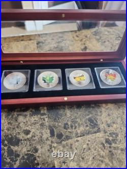 4 2014 $5 Canada The 4 Seasons Silver Maples 1 Oz. 9999 Silver! + Display Box