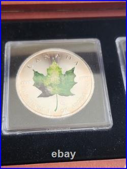 4 2014 $5 Canada The 4 Seasons Silver Maples 1 Oz. 9999 Silver! + Display Box