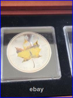 4 2014 $5 Canada The 4 Seasons Silver Maples 1 Oz. 9999 Silver! + Display Box