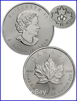 4 Rolls of 25 (100 Coins) 2016 Canada 1 Troy Oz Silver Maple Leaf Coins SKU37998