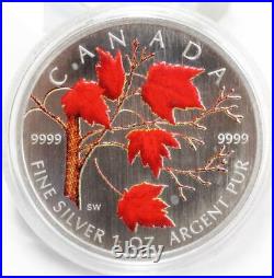 4x 2001, 2002, 2003 & 2004 1 oz. Canada Silver Coloured Maple Coins. 9999 pure