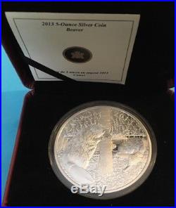 $50 5oz 2013 Fine Silver Coin The Beaver Canada Low Mintage (1500)