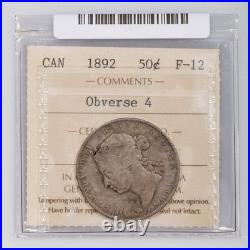 50 Cent 1892 Obverse 4 ICCS F-12
