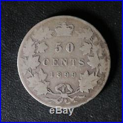 50 cents 1899 Canada Queen Victoria silver coin c ¢ half dollar G-4