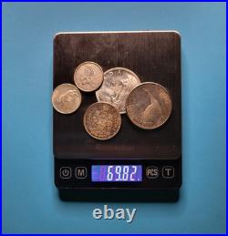 5PCS CANADA LARGE SILVER COINS LOT (69.82 Grams). 800 silver EF to AUNC, toned