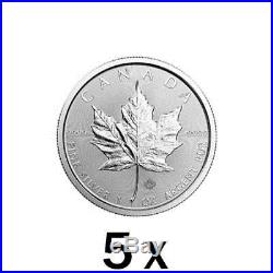 5 x 1 oz Silver 2018 Maple Leaf Coin Royal Canadian Mint