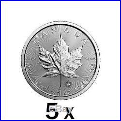 5 x 1 oz Silver Maple Leaf Coin Royal Canadian Mint