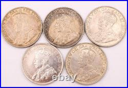 5x 1936 Canada silver dollars 5-coins VF and EF