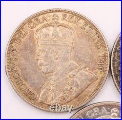 5x 1936 Canada silver dollars 5-coins VF and EF