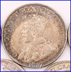 5x 1936 Canada silver dollars 5-coins VF and EF