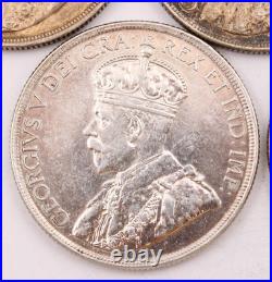 5x 1936 Canada silver dollars 5-coins VF and EF