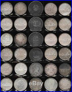 60 OLD WORLD BIG SILVER COINS (MANY CANADA MUST SEE) 45+ TrOz Gr Wt NO RESERVE