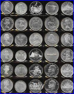 60 Silver Canada Dollars & Other Big Silver World Coins (lustrous Uncs) No Rsrv