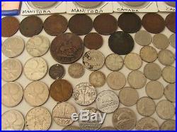 (97 coins) CANADA Old Coin Lot 1870-2012 some SILVER, 11 Large Cents, Dollars