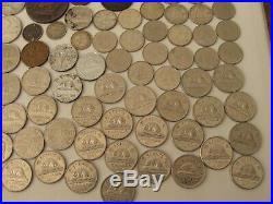(97 coins) CANADA Old Coin Lot 1870-2012 some SILVER, 11 Large Cents, Dollars