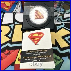 99.99 PURE SILVER RCM 75th Anniversary SUPERMAN THE SHIELD #08108/10000