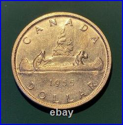 AU Canada 1955 1 Dollar FU MANCHU Attractive Silver Coin