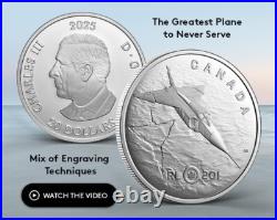 AVRO CF-105 RCAF ARROW JET 2025 CANADA 1oz. 9999 Pure Silver Proof $20 Coin
