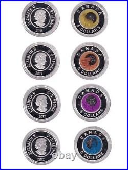 A beautiful set of commemorative Canadian silver coins from the Moon series UNC
