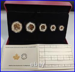A collector's set of five 2014 Canadian Mint silver coins