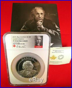 Albert Einstein 2015 Silver 10 Oz Canada $100 Proof Coin Ngc Pf 70 Ultra Cameo