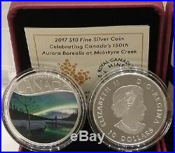 Aurora Borealis at McIntyre Creek 2017 Pure Silver $10 1/2OZ Coin Canada's 150th