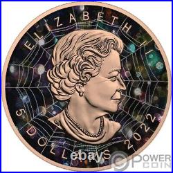 BLUE SPIDER Bejeweled Maple Leaf 1 Oz Silver Coin 5$ Canada 2022
